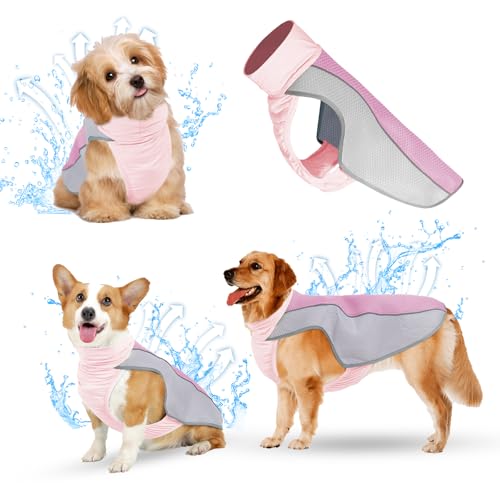 Elehui Kühlweste für Hunde, verdunstend, bequem, atmungsaktiv, kühlende Weste für Haustiere, Sommer-Sonnenschutz, Kühljacke mit reflektierenden Streifen für kleine, mittelgroße und große Hunde (Rosa, Elehui Kühlweste für Hunde, verdunstend, bequem, atmungsaktiv, kühlende Weste für Haustiere, Sommer-Sonnenschutz, Kühljacke mit reflektierenden Streifen für kleine, mittelgroße und große Hunde (Rosa, von Elehui