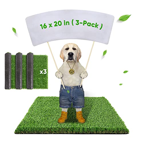 Elepower Hundegras-Pads, Kunstrasen, Hunde-Töpfchen, Gras, Welpen, Töpfchentraining, Gras-Urin-Pads für Hund zum Pinkeln, Ersatzrasen für Hunde-Töpfchen (3er-Pack, Größe: 40.6x50.8 cm) von Elepower