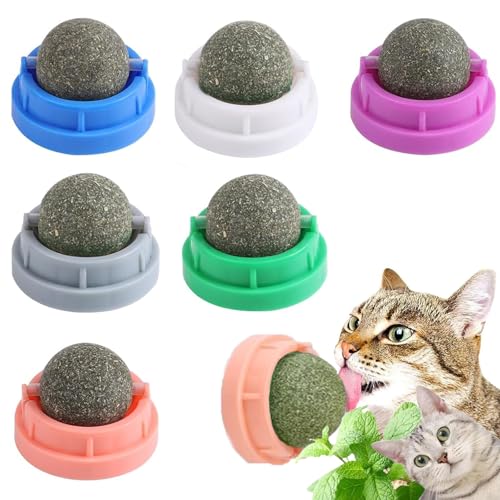 ElevaPulse 6er Set Katzenminze Ball - Natürliche Catnip Toys mit Staubschutz, Drehbare Leckbälle für Katzen aus Pflanzenfasern, Anti-Stress Spielzeug mit Katzenminze Samen ElevaPulse 6er Set Katzenminze Ball - Natürliche Catnip Toys mit Staubschutz, Drehbare Leckbälle für Katzen aus Pflanzenfasern, Anti-Stress Spielzeug mit Katzenminze Samen von ElevaPulse