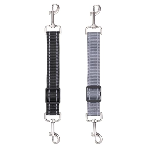 ElevateTech 2 Stück Hundehalsband Clips Verstellbarer Doppelverschluss Leinenverbinder sanfte Führung für Hunde geeignet für kleine Hunde zum Spazierengehen Laufen Training Reisen (Schwarz/Grau) von ElevateTech
