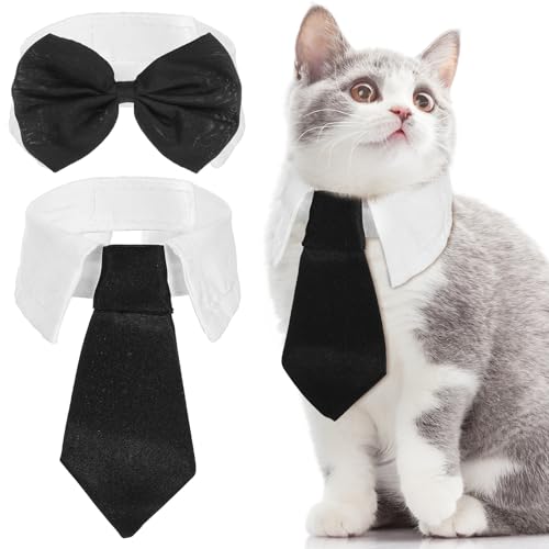 ElevateTech 2 Stück Hunde Katzen Smoking Halsband mit Fliege süßes verstellbares Haustier-Geburtstags-Outfit formelle Katzenkrawatte weißes Hochzeits-Halsband geeignet für kleine und mittelgroße ElevateTech 2 Stück Hunde Katzen Smoking Halsband mit Fliege süßes verstellbares Haustier-Geburtstags-Outfit formelle Katzenkrawatte weißes Hochzeits-Halsband geeignet für kleine und mittelgroße von ElevateTech