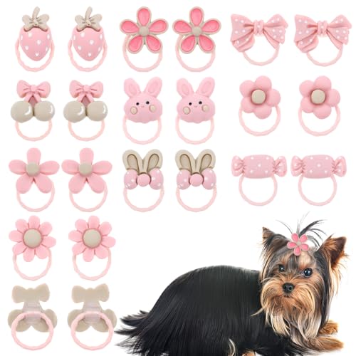 ElevateTech 20 Stück leichte Hundeschleifen, Gummibänder, niedliches Kirsch-Haustier-Stirnband, Haarschleife, Clips, Hunde-Schönheitszubehör, geeignet für Hunde, Katzen, Kaninchen, männlich und von ElevateTech