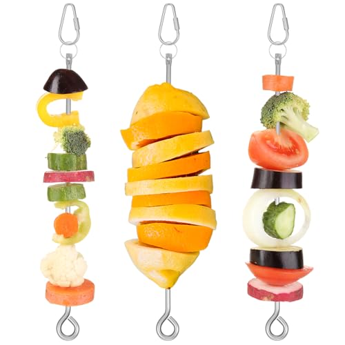 ElevateTech 3 x Vogelfutterhalter, Kleintier-Vogel-Leckerli-Spieß, zum Aufhängen, Edelstahl, Gemüse, Obst, Futtermittel, Behandlungswerkzeug, geeignet für Papageien, Kakadus, Nymphensittiche (Silber) ElevateTech 3 x Vogelfutterhalter, Kleintier-Vogel-Leckerli-Spieß, zum Aufhängen, Edelstahl, Gemüse, Obst, Futtermittel, Behandlungswerkzeug, geeignet für Papageien, Kakadus, Nymphensittiche (Silber) von ElevateTech