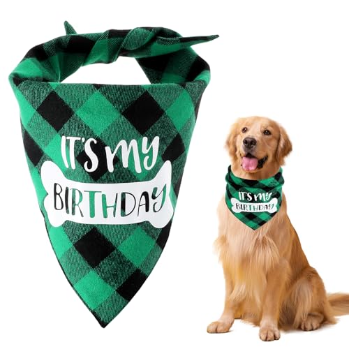 ElevateTech Hunde-Geburtstagstuch, Welpen-Bandana, Hunde-Geburtstagsparty-Zubehör, kariert, Lätzchen, Schal, verstellbares Lätzchen, Taschentuch, geeignet für kleine, mittelgroße und große Hunde ElevateTech Hunde-Geburtstagstuch, Welpen-Bandana, Hunde-Geburtstagsparty-Zubehör, kariert, Lätzchen, Schal, verstellbares Lätzchen, Taschentuch, geeignet für kleine, mittelgroße und große Hunde von ElevateTech