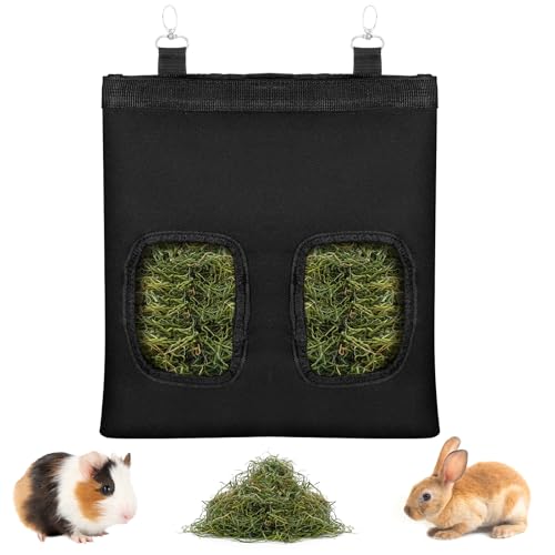 ElevateTech Kaninchen-Heu-Futtertasche, Meerschweinchen, hängendes Heutasche, 2 Fenster, große Kapazität, Heuhalter, Taschen, Kleintier-Futterspender für Kaninchen, Meerschweinchen, Chinchilla ElevateTech Kaninchen-Heu-Futtertasche, Meerschweinchen, hängendes Heutasche, 2 Fenster, große Kapazität, Heuhalter, Taschen, Kleintier-Futterspender für Kaninchen, Meerschweinchen, Chinchilla von ElevateTech