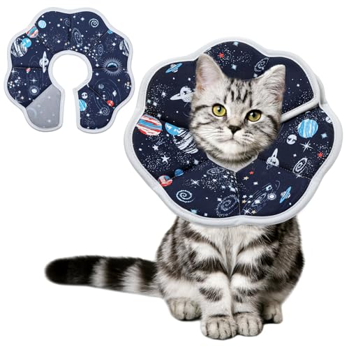 ElevateTech Katzenkegelhalsband, weich, verstellbar, wasserdicht, verhindert Lecken, schützender Katzenhals, konisch, faltbar, leicht zu essen, für Katzen, Kätzchen, Welpen, Blau, S, XS, 2 Stück von ElevateTech