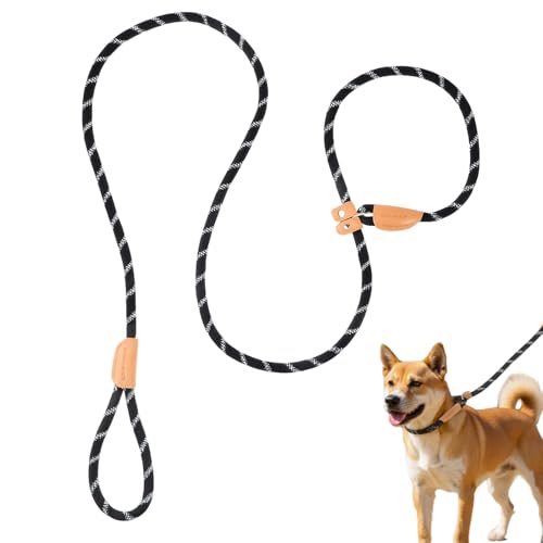 ElevateTech Slip Hundeleine, Trainingsleine, strapazierfähig, bequem, Premium-Qualität, kein Ziehen, Trainingsleine für Outdoor-Reisen, kleine, mittelgroße und große Hunde, Schwarz, 1,8 m von ElevateTech