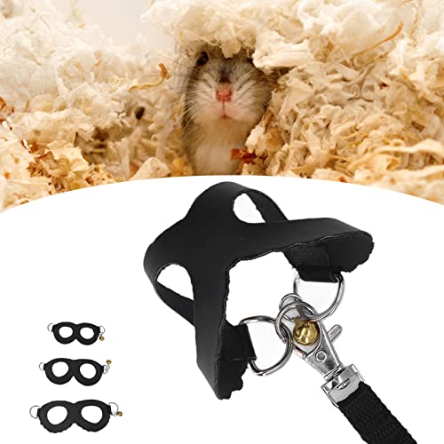 ElgnAura Sugar Glider Harness and Leash, Adjustable Small Animal Training Vest Set for Squirrel, Rabbit, and Guinea Pigs (Black) von ElgnAura