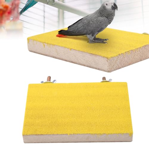 ElgnAura Vogelsitzständer aus Holz, raue Plattform, Spielzeug-Schleifspielplatz für Papageien, Hamster, Eichhörnchen, Vogelkäfigsitzstangen, mattiertes Brett (gelbe Längskantenschraube) von ElgnAura