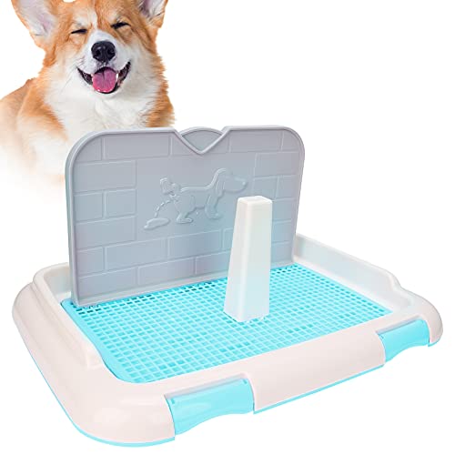 Elgnaura Indoor Puppy Töpfchen Lösung, Hunde -Toiletten -Trainingstablett mit abnehmbarem Pfosten, ideal für das geplante Urinieren und das Trocknen der Böden (Blue) von ElgnAura