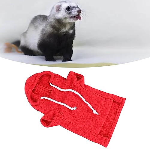 Elgnaura Pet Ferret Pullover, gemütliche warme Mikrofleece -Katzenweste Rollkragenpullover mit Hut, weiche Bequeme tägliche Verschleiß für kleine Tiere (Rot) von ElgnAura