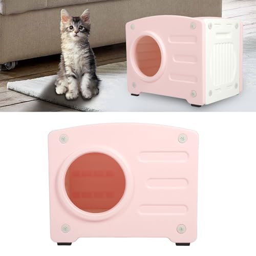 Elgnaura Wetterfestes isoliertes Katzenhaus, Katzenhaus im Freien, leicht zu reinigen, überdauern Plastikkonstruktionen für Wilde Katzen (Pink) von ElgnAura