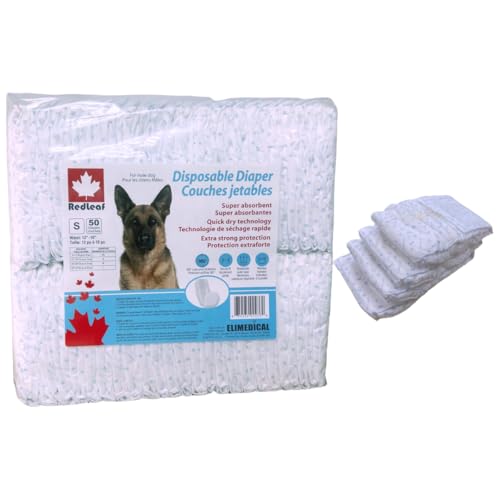 Redleaf Hundewindeln für männliche Hunde, super saugfähig, 50 Stück, Größe S, MDD-S Redleaf Hundewindeln für männliche Hunde, super saugfähig, 50 Stück, Größe S, MDD-S von Elimedical