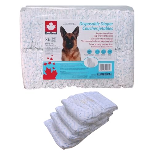 Redleaf Hundewindeln für männliche Hunde, super saugfähig, 50 Stück, Größe XS, MDD-XS Redleaf Hundewindeln für männliche Hunde, super saugfähig, 50 Stück, Größe XS, MDD-XS von Elimedical