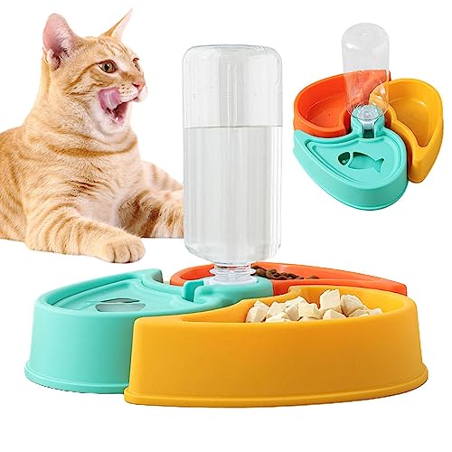 Wasser- und Futternapf für Katzen - Katzennäpfe für Wohnungskatzen | Nass- und Trockentrennung, automatischer Katzenfutter- und Wasserspender für den Innenbereich Elinrat von Elinrat