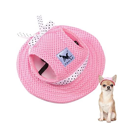 Baseballmütze für Hunde und Katzen, mit Ohrlöchern, für den Außenbereich, Sonnenschutz, Kopfschmuck (L, Pink) von Elionless