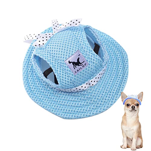 Baseballmütze für Hunde und Katzen, mit Ohrlöchern, für den Außenbereich, Sonnenschutz, Kopfschmuck (L, blau) von Elionless