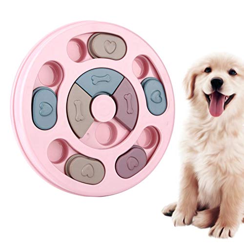 Elionless Hunde-Puzzle-Spielzeug, rund, langsames Füttern, Spielzeug für Hunde, Gehirnspiele, Futterspender, verbessert IQ-Puzzle-Napf (Rosa) von Elionless
