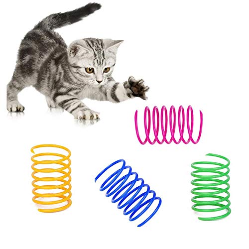 Elionless Katzen-Federspielzeug, 20 Stück, bunt, Kunststoff, interaktives Spielzeug für Katzen, Spiralfedern, Kätzchen-Spielzeug zum Schlag, Beißen, Jagen. von Elionless