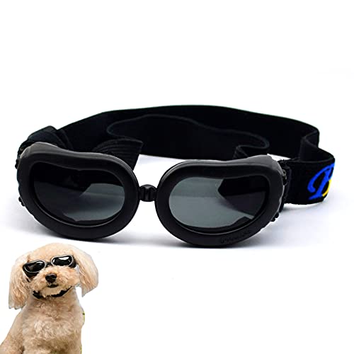 Haustier Sonnenbrille, Hunde Katzen UV-Schutzbrille wasserdichte Winddichte Welpenbrille Sonnenbrille mit verstellbarem Riemen (Schwarz) von Elionless