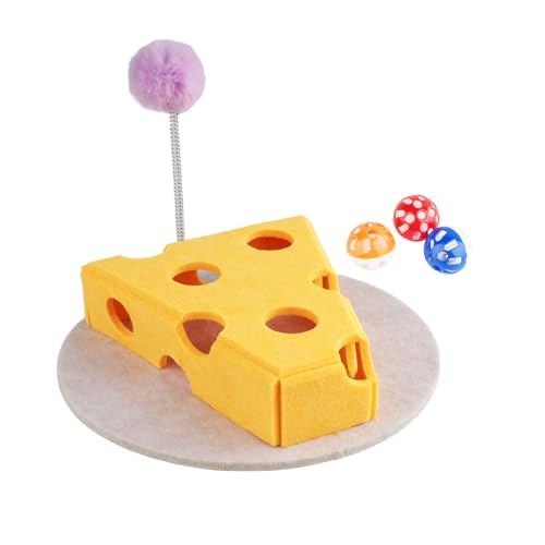 EliphonTowne Filz-Labyrinth-Box, Katzen-Puzzle-Spielzeug, Käseform, interaktives Katzenspielzeug für Innenkatzen, inklusive Federn, Teaser-Stick und interaktiver Glockenball EliphonTowne Filz-Labyrinth-Box, Katzen-Puzzle-Spielzeug, Käseform, interaktives Katzenspielzeug für Innenkatzen, inklusive Federn, Teaser-Stick und interaktiver Glockenball von EliphonTowne