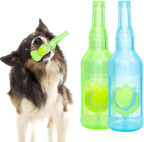 EliphonTowne Quietschendes Hundespielzeug – Ball in einer Flasche, Hundespielzeug, Kauspielzeug für drinnen und draußen, Flaschenform, Hundespielzeug für Langeweile, interaktives Haustierspielzeug von EliphonTowne
