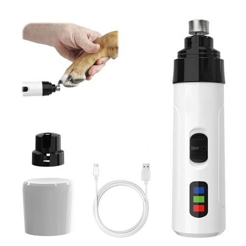 Hunde-Nagelschleifer, geräuschlos, vollautomatisch, 2 Geschwindigkeiten, haustierfreundlich, elektrischer Hundenagelschneider, langlebig und einfach zu bedienen, USB-Aufladung, schmerzloser Groom Pro von EliphonTowne