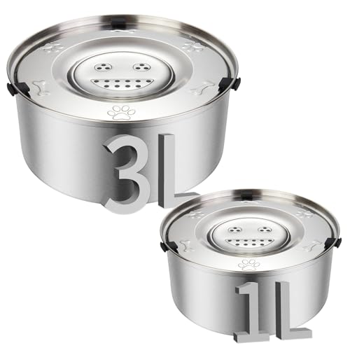Wassernapf Hund Ohne Sabbern 3L+1L, Trinknapf Hund Anti Schlabber, Hundewassernapf 304 Edelstahl mit Rutschfester Boden, Auslaufsicherer Hundenapf, Spülmaschinenfest Wassernapf Hund Ohne Sabbern 3L+1L, Trinknapf Hund Anti Schlabber, Hundewassernapf 304 Edelstahl mit Rutschfester Boden, Auslaufsicherer Hundenapf, Spülmaschinenfest von Elisabe