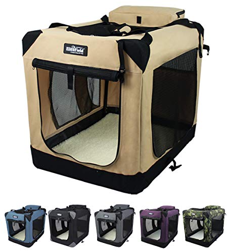 EliteField Hundekäfig mit 3 Türen, faltbar, weich, mit Tragetasche und Fleece-Bett, für drinnen und draußen, 50,8 cm L x 35,6 cm B x 35,6 cm H, Beige EliteField Hundekäfig mit 3 Türen, faltbar, weich, mit Tragetasche und Fleece-Bett, für drinnen und draußen, 50,8 cm L x 35,6 cm B x 35,6 cm H, Beige von EliteField
