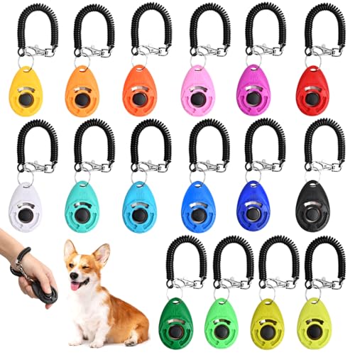 16 Stück Hunde Clicker, Pet Training Profi Clicker, Hundetraining Klicker mit Handschlaufe, Haustier Training Clicker, Hunde Klicker Set mit Großem Knopf für Hunde Pferde Katzen 16 Stück Hunde Clicker, Pet Training Profi Clicker, Hundetraining Klicker mit Handschlaufe, Haustier Training Clicker, Hunde Klicker Set mit Großem Knopf für Hunde Pferde Katzen von Elitecran
