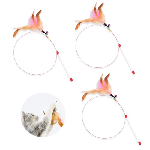 Elkuaie 3er-Pack Katzenspielzeug, Katzenspielzeug aus Federn, Katzenangel mit Glöckchen, Katzenangel mit Langer Stange, 66 cm, geeignet für Kätzchen oder Katzen, braune Federn Elkuaie 3er-Pack Katzenspielzeug, Katzenspielzeug aus Federn, Katzenangel mit Glöckchen, Katzenangel mit Langer Stange, 66 cm, geeignet für Kätzchen oder Katzen, braune Federn von Elkuaie