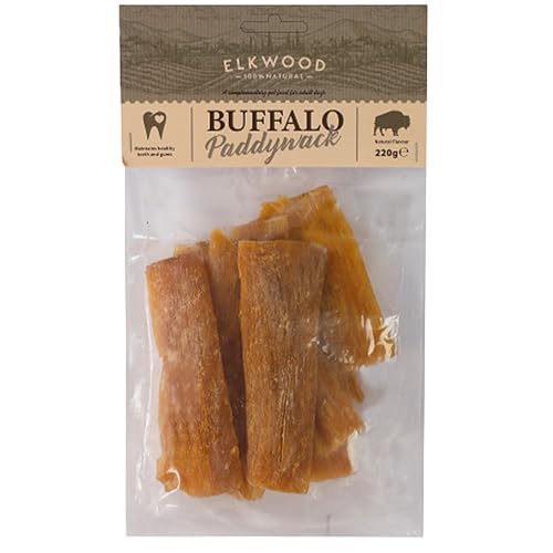 Elkwood Buffalo Paddywack Hunde-Kauleckerlis (8-12cm, 220g) | 100% natürlich & getreidefrei langanhaltend leckere Snacks | reich an Protein, Eisen & Vitamin B – unterstützt starke Zähne, Muskeln von Elkwood