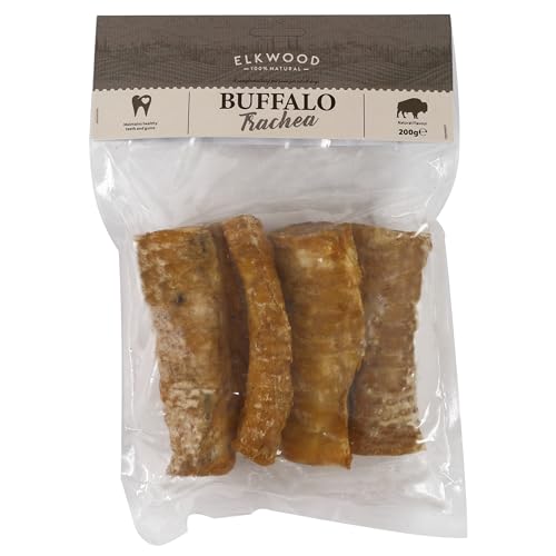 Elkwood Luftröhren-Kauleckerlis (8-12 cm, 200 g) | 100% natürlich & getreidefrei | langanhaltend schmackhafte Snacks | reich an Protein, Eisen & Vitamin B – unterstützt starke Zähne, Muskeln, Gehirn von Elkwood