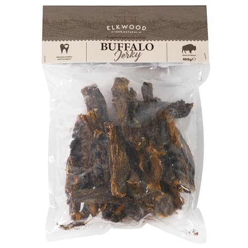 Elkwood Meat Jerky Chew Treats (400g) | 100% natürlich & getreidefrei langanhaltend schmackhafte Snacks | reich an Protein, Eisen & Vitamin B - Unterstützt starke Zähne, Muskeln, Gehirn von Elkwood