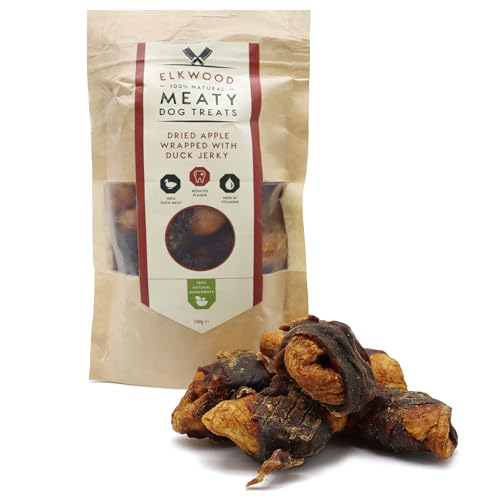Elkwood Natürliche Hundeleckerlis 100 g – getrocknete Apfelstücke, verpackt in Duck Jerky, reich an Protein, fettarm und glutenfrei für eine gesunde Verdauung, hypoallergene Snacks und Unterstützung Elkwood Natürliche Hundeleckerlis 100 g – getrocknete Apfelstücke, verpackt in Duck Jerky, reich an Protein, fettarm und glutenfrei für eine gesunde Verdauung, hypoallergene Snacks und Unterstützung von Elkwood