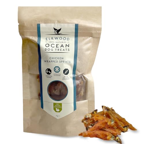 Elkwood Natürliche Sprotten Hundeleckerlis, 70 g, 100 % mit Huhn verpackte, wild gefangene Sproteine, Omega-3-reiche Fisch-Hundeleckerlis, luftgetrocknet, leicht verdaulich und perfekt für das Elkwood Natürliche Sprotten Hundeleckerlis, 70 g, 100 % mit Huhn verpackte, wild gefangene Sproteine, Omega-3-reiche Fisch-Hundeleckerlis, luftgetrocknet, leicht verdaulich und perfekt für das von Elkwood