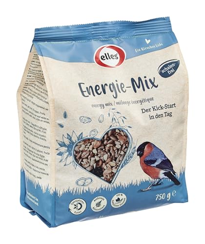 Elles Energie-Mix 5 x 750g | Futter für Wildvögel I 100% Natürlich I Ganzjahresfütterung | Energiereich & schalenfrei für Terrasse, Balkon & Garten von Elles