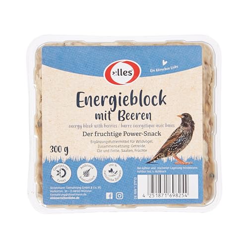Elles Energieblock mit Beeren 11x300g I Fruchtiger Power-Snack für Wildvögel | 100% natürliche Zutaten | Ganzjährige Fütterung und Ambrosia-kontrolliert(Beeren, 11 x 300 g) von Elles