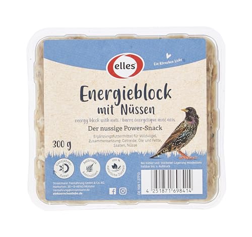 Elles Energieblock mit Nüssen 11x300g I Nussiger Power-Snack für Wildvögel | 100% natürliche Zutaten | Ganzjährige Fütterung und Ambrosia-kontrolliert (Nüssen, 11 x 300 g) von Elles