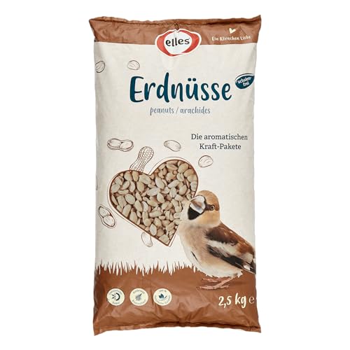 Elles Erdnüsse für Wildvögel 2,5 kg I 100% natürlich I Schalenfrei & Ambrosia-kontrolliert I Energiereiche & schmackhafte Ganzjahresfütterung | Aromatische Kraftpakete von Elles