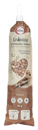 Elles Erdnüsse im Schlauch 500g I Ganzjahresfutter für Wildvögel I Einfache Aufhängung I Energiereich & aromatisch von Elles