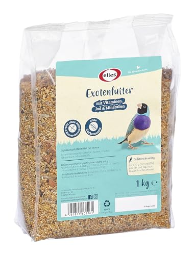 Elles Exotenfutter 2,5 kg I Artgerechtes, natürliches Vogelfutter | Für exotische Vögel mit Apfelstücken & Garnelen I Reich an Vitaminen, Jod & Mineralien I Unterstützt Gesundheit von Elles