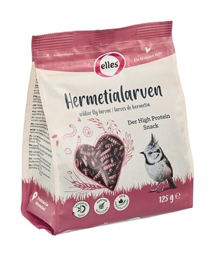 Elles Hermetialarven 125g Protein Delikatesse für Wildvögel | 100% natürliches Ganzjahresfutter | Ideal zur Ganzjahresfütterung | Proteinreich | Schalenfrei von Elles