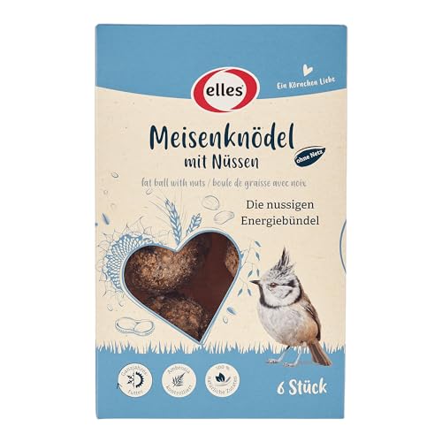 Elles Meisenknödel ohne Netz mit Nüssen 6 x 6er-Pack I 100% natürliche Zutaten | Energiebündel für Wildvögel und optimal für Brut- & Aufzucht I Umweltfreundlich von Elles