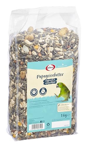 Elles Premium Papageienfutter 5 x 1kg I 100% natürlich, ohne Zusätze I Artgerechte, nährstoffreiche Mischung aus Kernen, Saaten & Nüssen I Optimale Energie & Vitalität von Elles