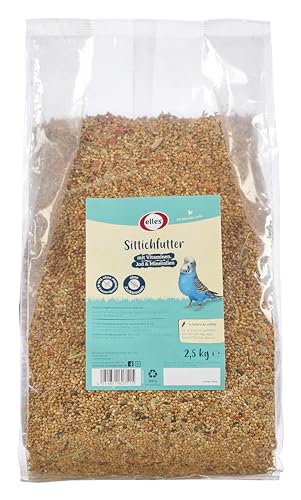 Elles Sittichfutter 5 x 1kg I Artgerechtes, natürliches Vogelfutter | Mit Vitaminen, Mineralien & Jod I Ohne Zusatzstoffe I Unterstützt Gesundheit & Vitalität von Elles