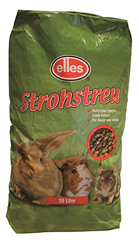 Elles Strohstreu 8mm, 20 Liter - Einstreu für Nager und Kleintiere, 1er Pack (1 x 7.20 kilograms) von Elles