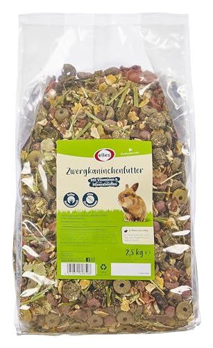 Elles Zwergkaninchen-Futter 2,5kg I Reich an Rohfasern | Artgerecht & natürlich | Ohne Zucker | Mit Gemüse & Vitaminen I Ausgewogene Ernährung von Elles