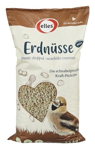 Elles gehackte Erdnüsse für Wildvögel 2,5 kg I Schnabelgerechte Energie-Booster I 100% natürlich I Schalenfrei & Ambrosia-kontrolliert I Optimales Ganzjahresfutter für Wildvögel von Elles