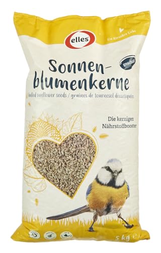 Elles geschälte Sonnenblumenkerne 5 kg I Kerniger Nährstoffbooster für Wildvögel I Energiereich | Ideales Ganzjahresfutter | Saubere Fütterung für Balkon & Terrasse von Elles